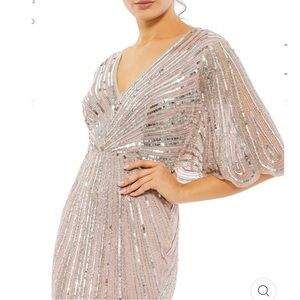 Mac Duggal - SEQUINED V NECK CAPE SLEEVE COLUMN GOWN